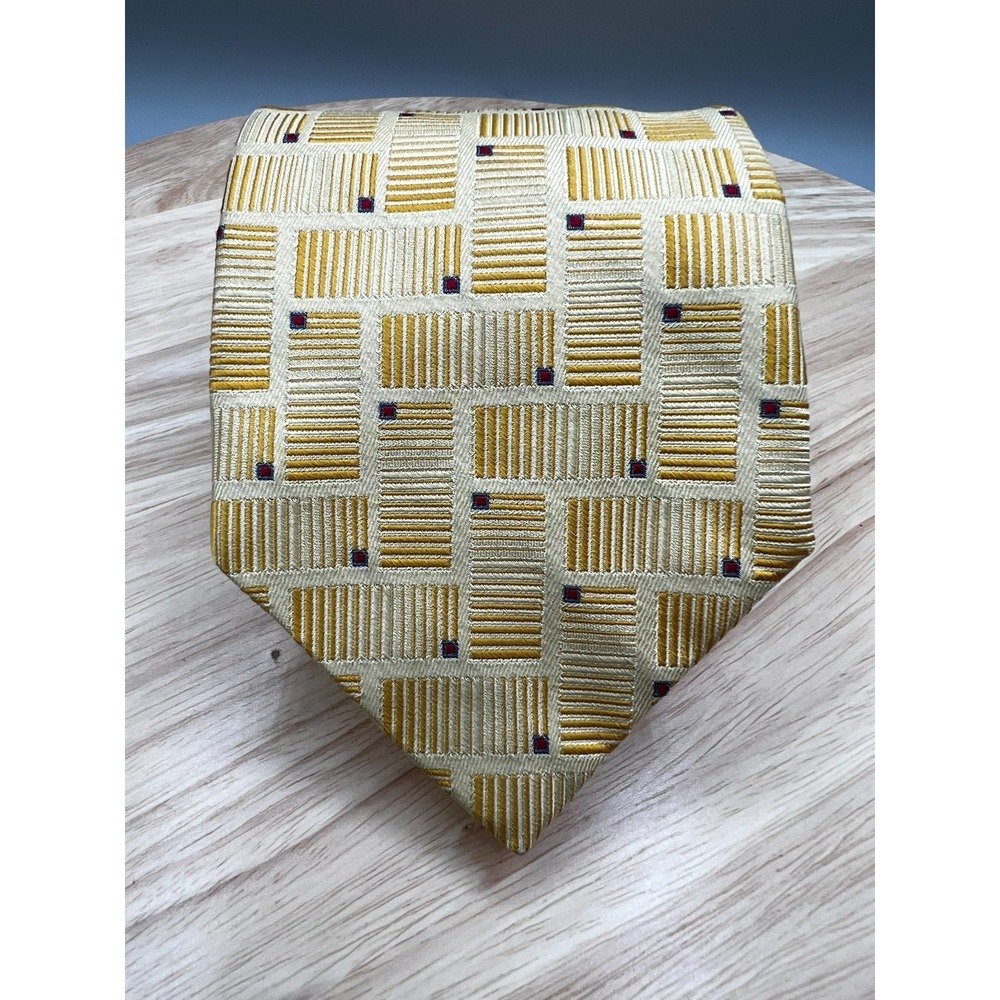 Jos A Bank Signature Collection Tie Mens Silk Geometric Italy L:61" W:3.5"‎